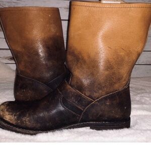 Frye Veronica Two-Tone Brown Leather Boots